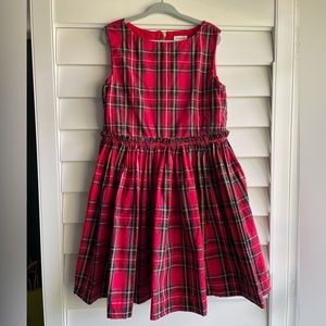 EUC J. Crew CREWCUTS Red Classic Tartan Plaid Girls Holiday Christmas Dress - 7